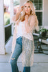 Sequin Sheer Long Sleeve Open Front Kimono